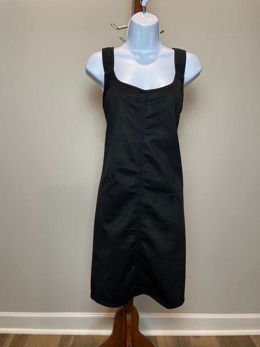 SO Dress Size 1X Black Pinafore Jumper Tank Midi Stretch Polyester New With Tag